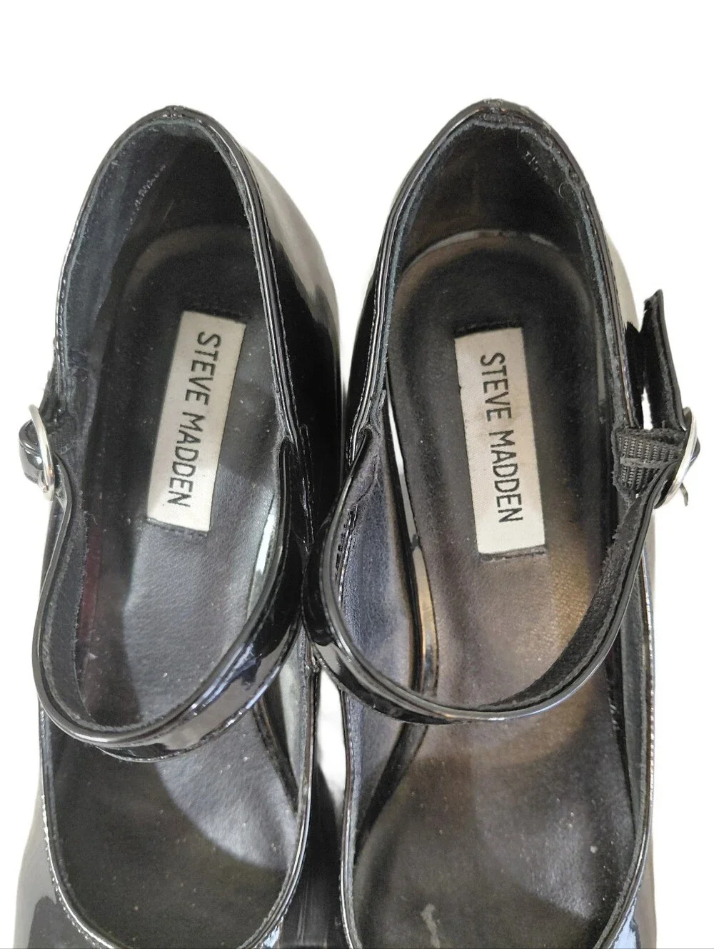 Steve Madden Kylee Black Platfirm Patent Mary Jane Block Heels Size 8.5 M